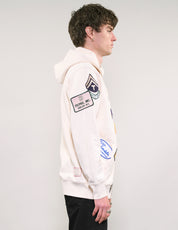 LIMITED EDITION Patched Zip Hoodie in Ecru