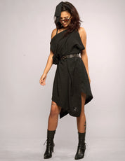 The Pirate Dress – Black Micro Polka Dot - rayon crepe
