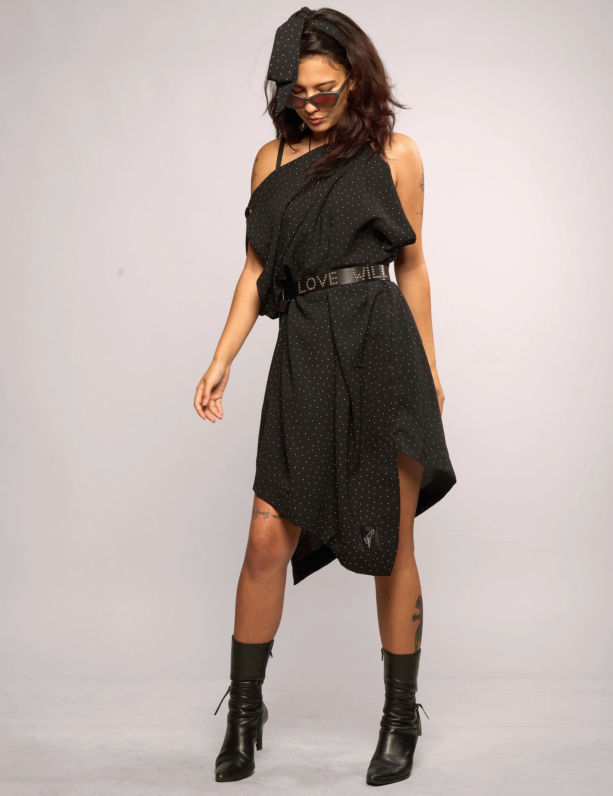 The Pirate Dress – Black Micro Polka Dot - rayon crepe
