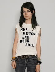 'S'x D'ugs and Rock n Roll' Vest in Ecru