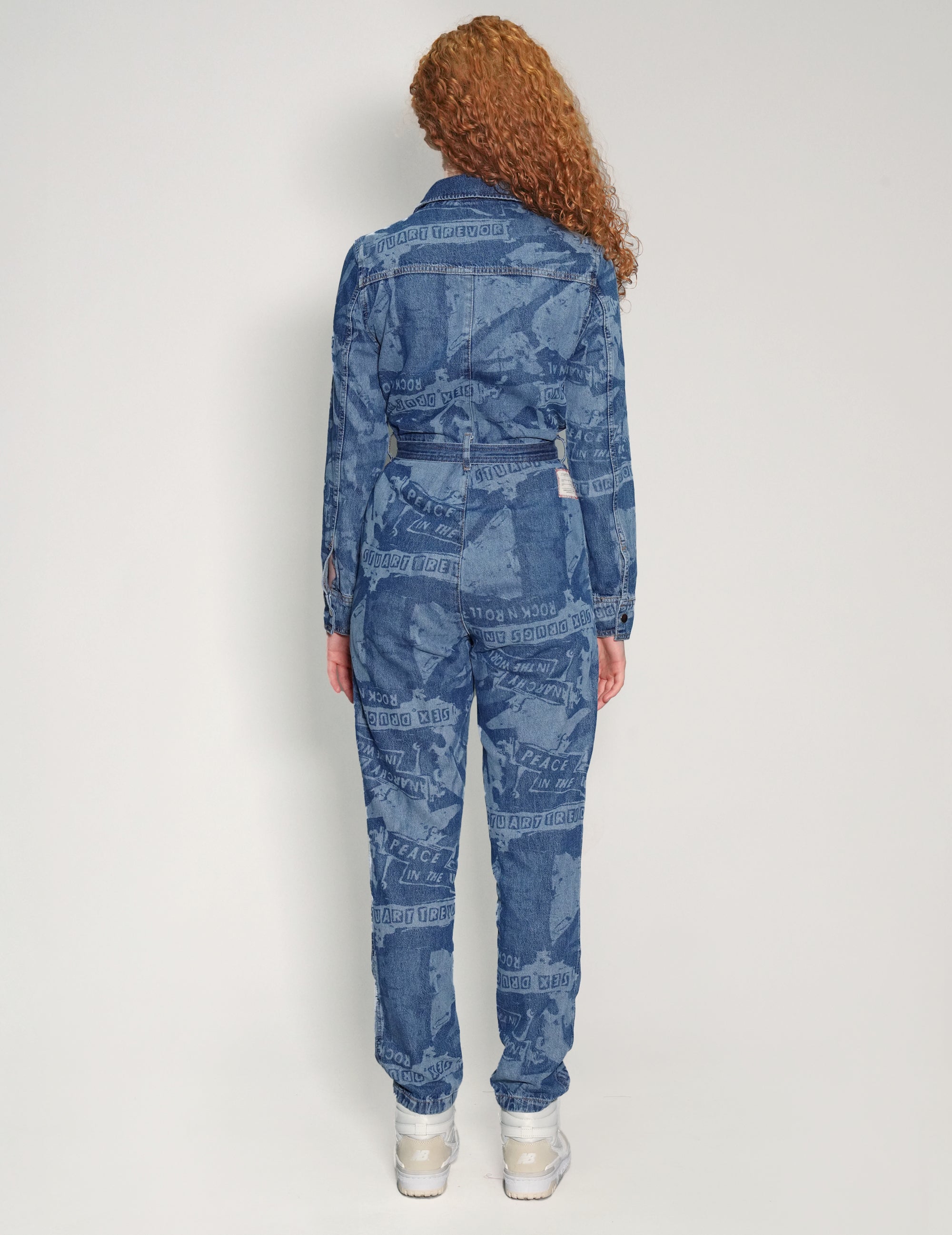 Women's Vintage Denim Jumpsuit with Laser Print | Stuart Trevor