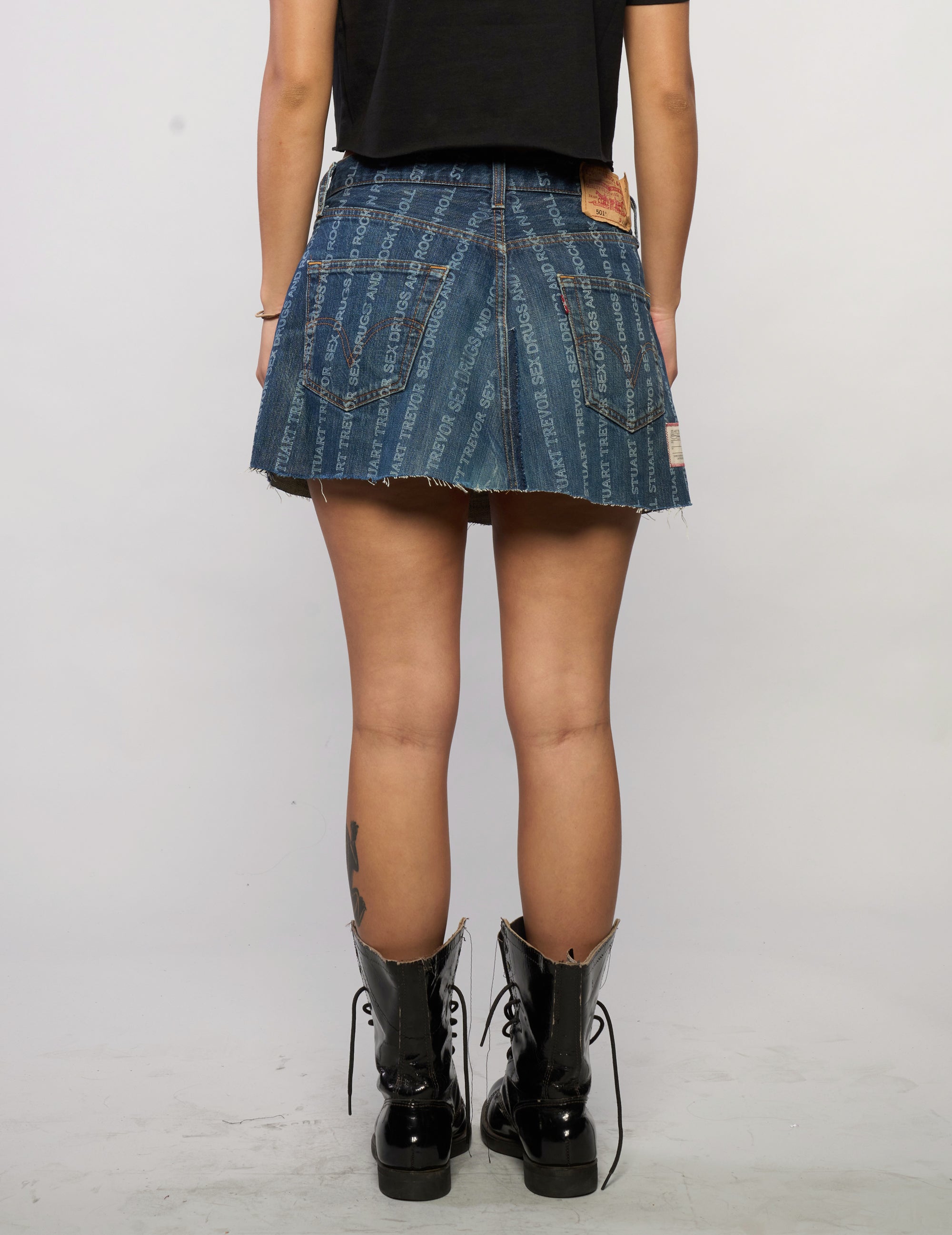 S'x D'ugs and Rock N Roll Denim Mini Skirt - Dark Denim