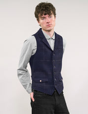 IMMORTAL Silverstone Waistocat - Bouclé Windowpane Navy Check