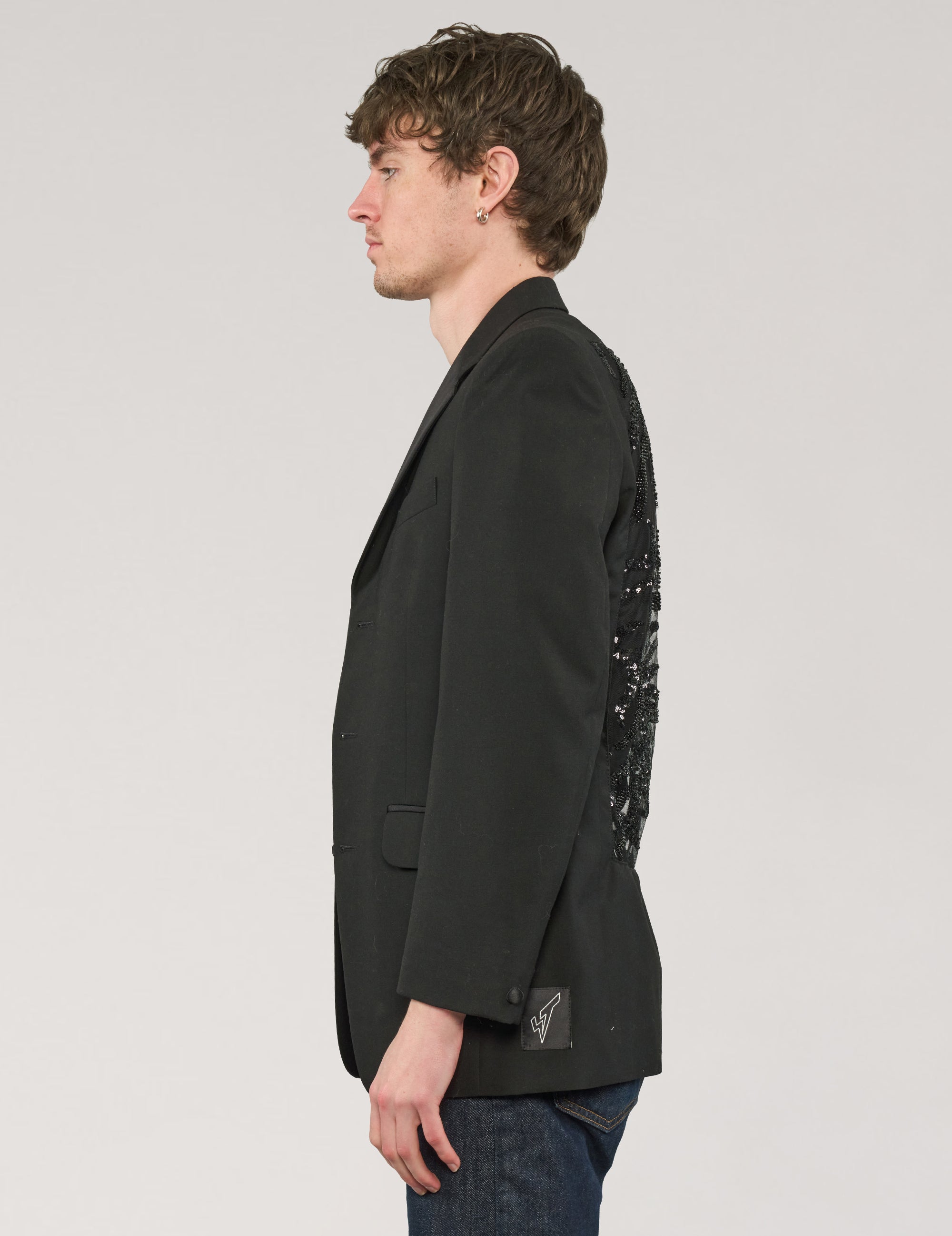 Party Back Blazer - Black Sequin - Black