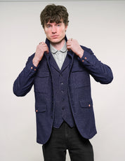 IMMORTAL Monaco Car Coat in Navy Micro Dot