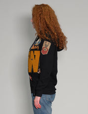 Patched Zip Hoodie in Black