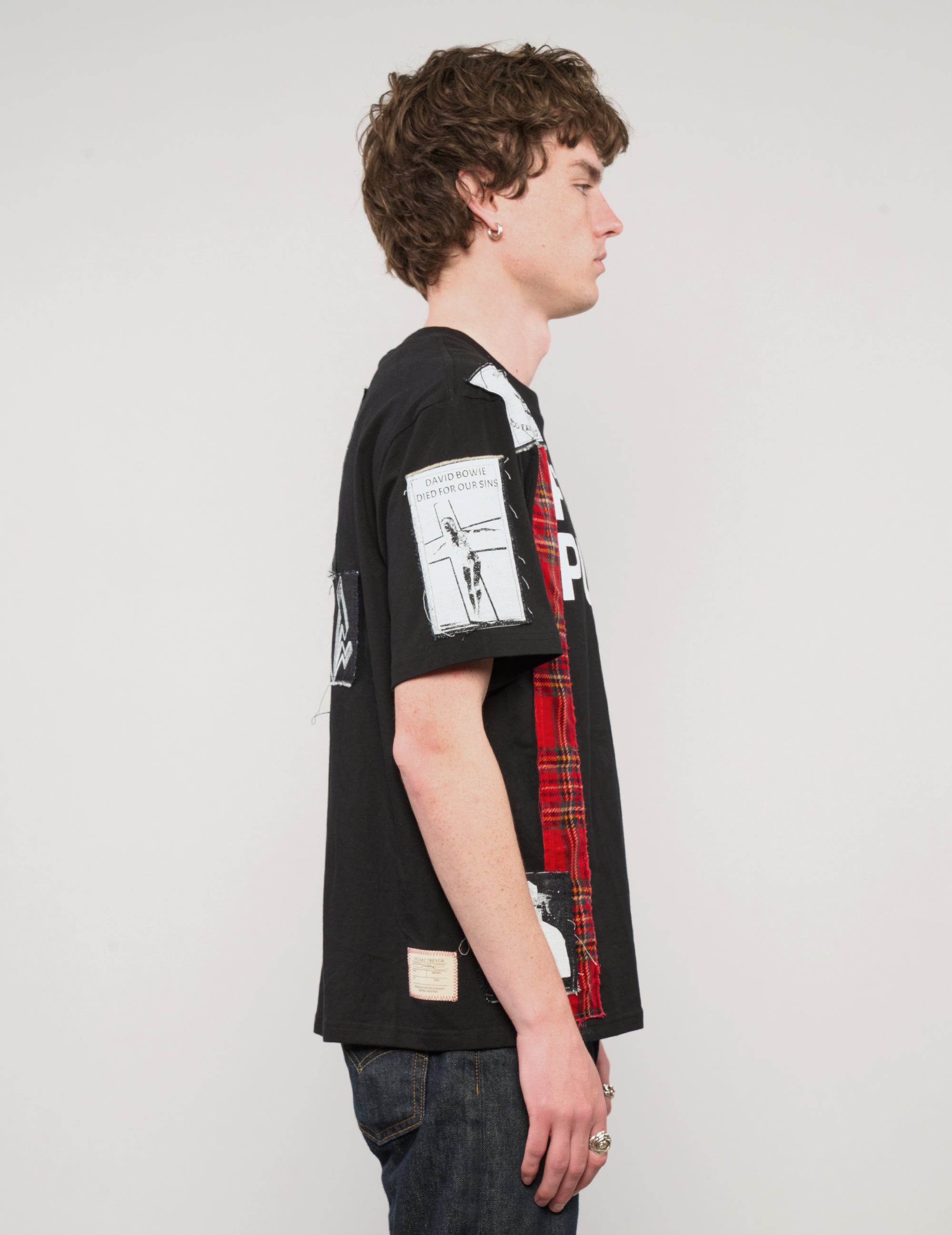 Underground Patched Post Punk T-Shirt in Black