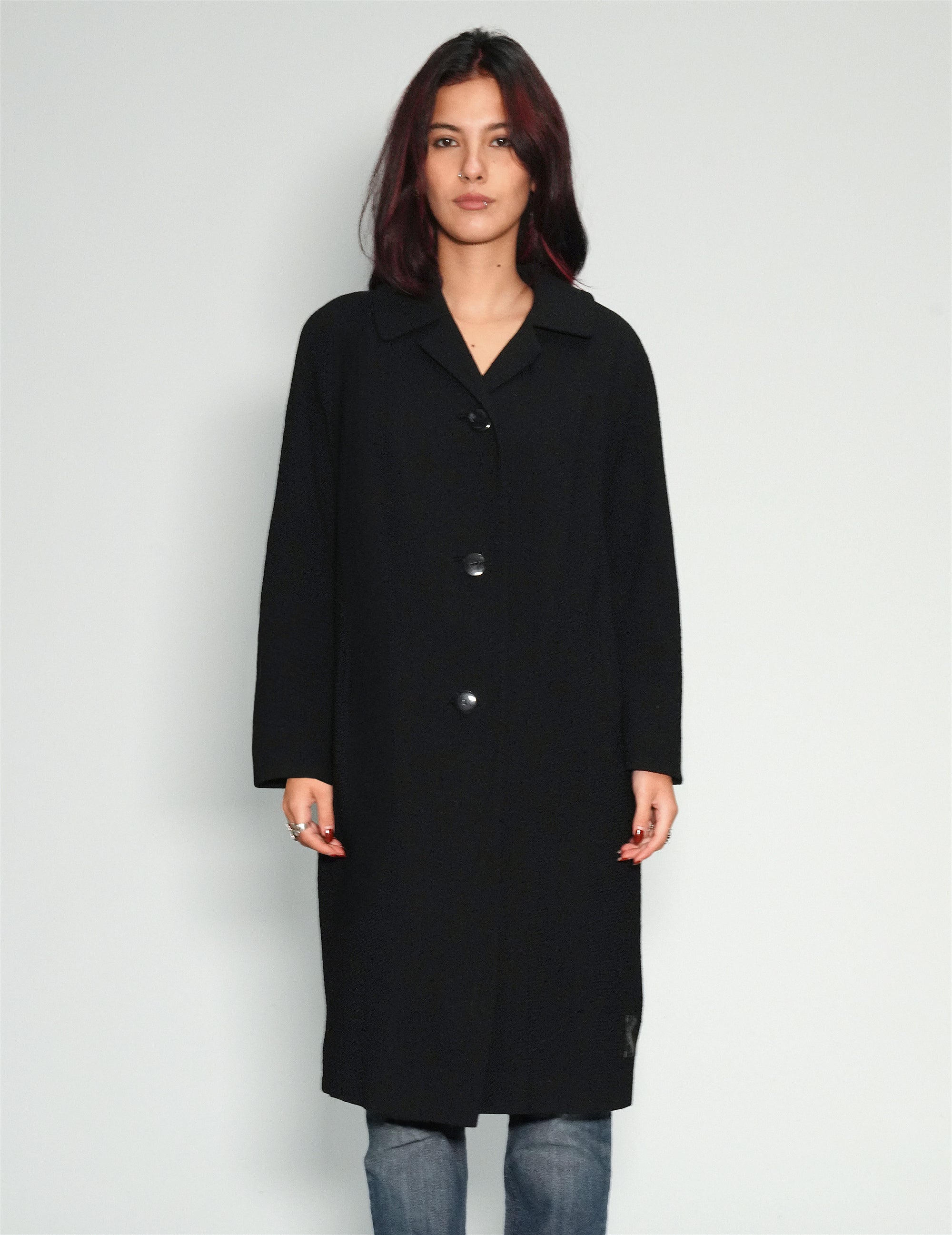 Women's Black Coat with Gold Sequin Sheer Back | Stuart Trevor