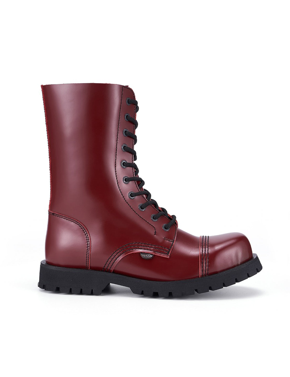 Underground Commando Steel Cap Boots in Cherry Red Leather