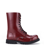 Underground Commando Steel Cap Boots in Cherry Red Leather