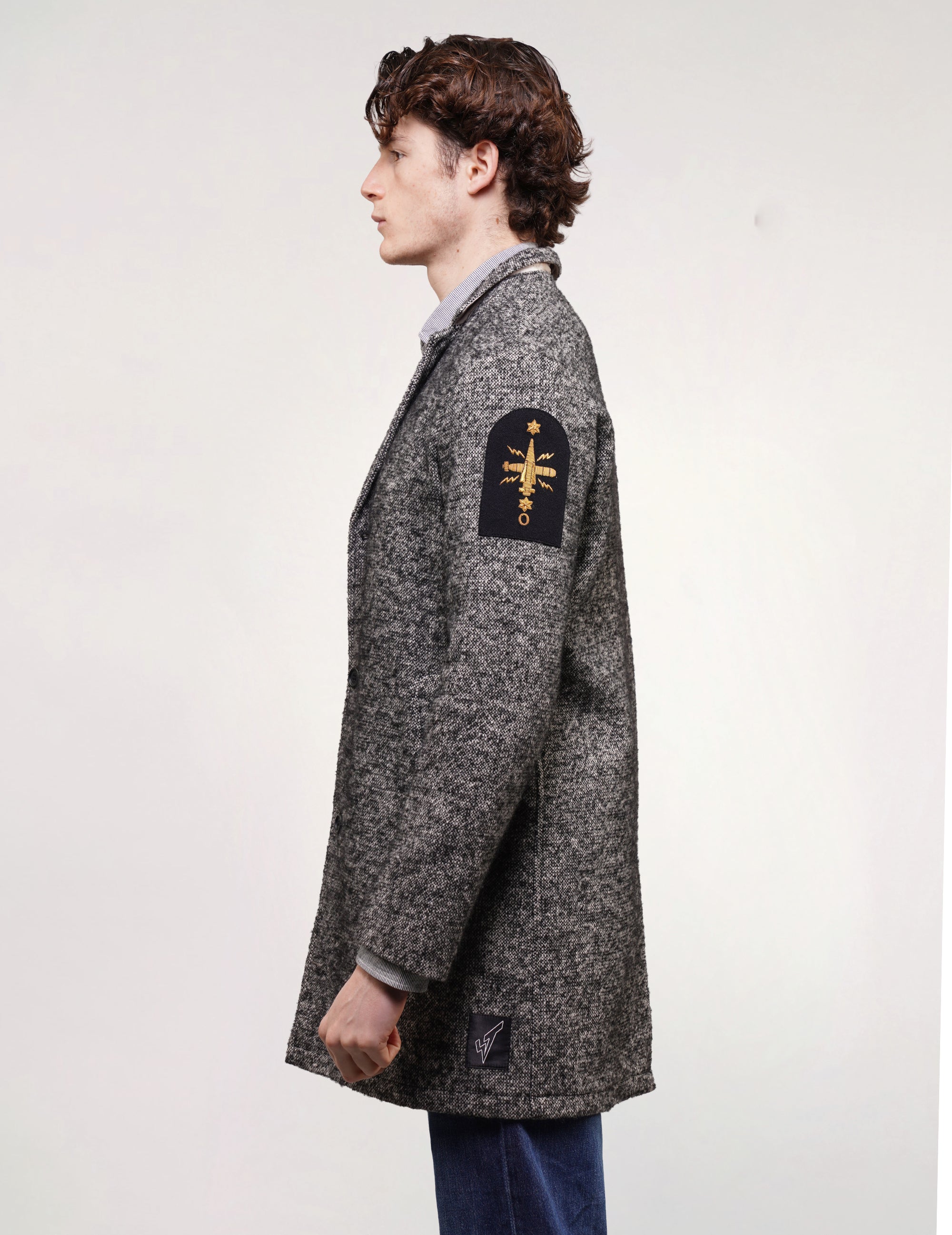Kestin Hare Tweed Patched Frock Coat