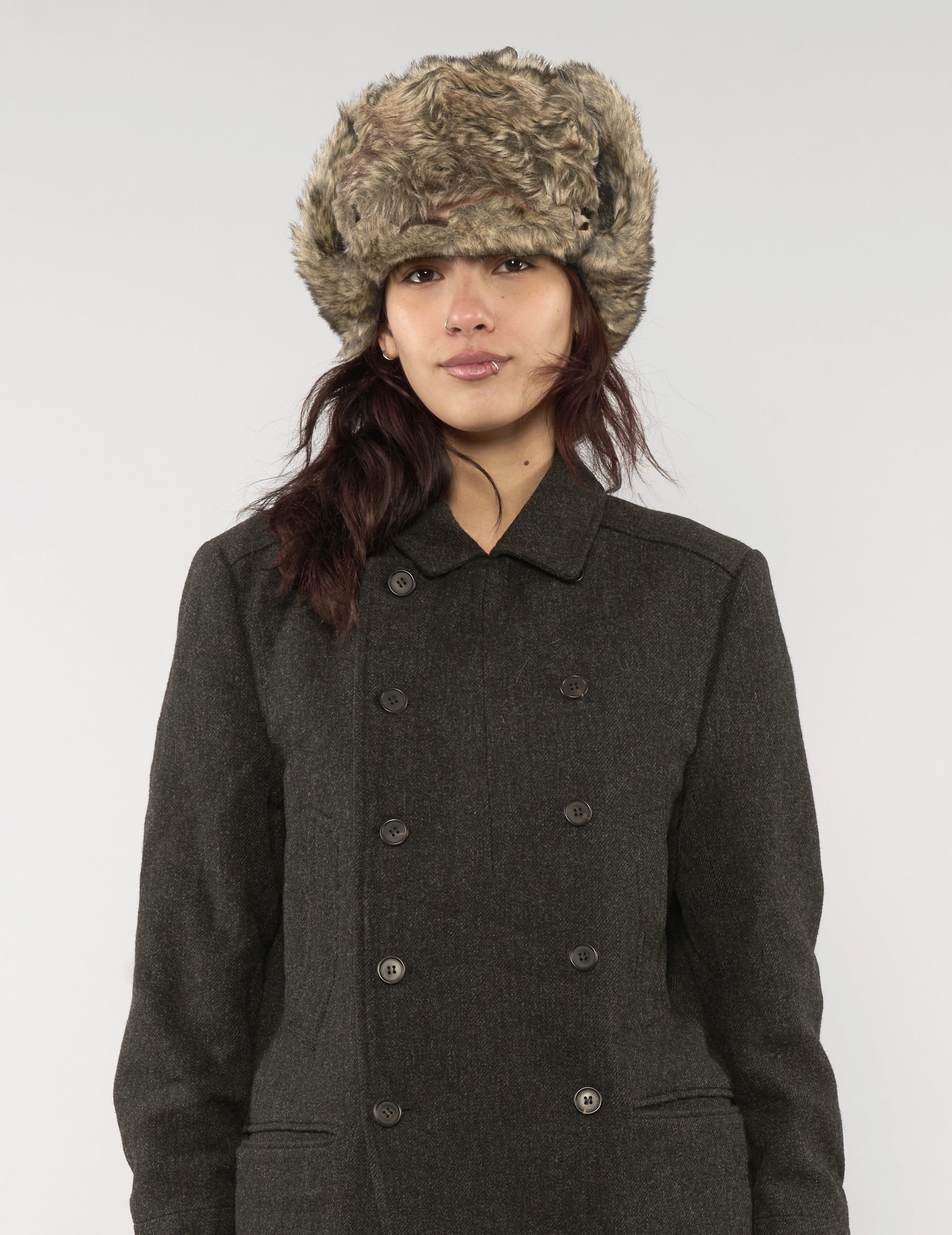 Ushanka Hat in Black & Brown