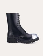 Underground Commando externe Stahlkappenschuhe aus schwarzem Leder