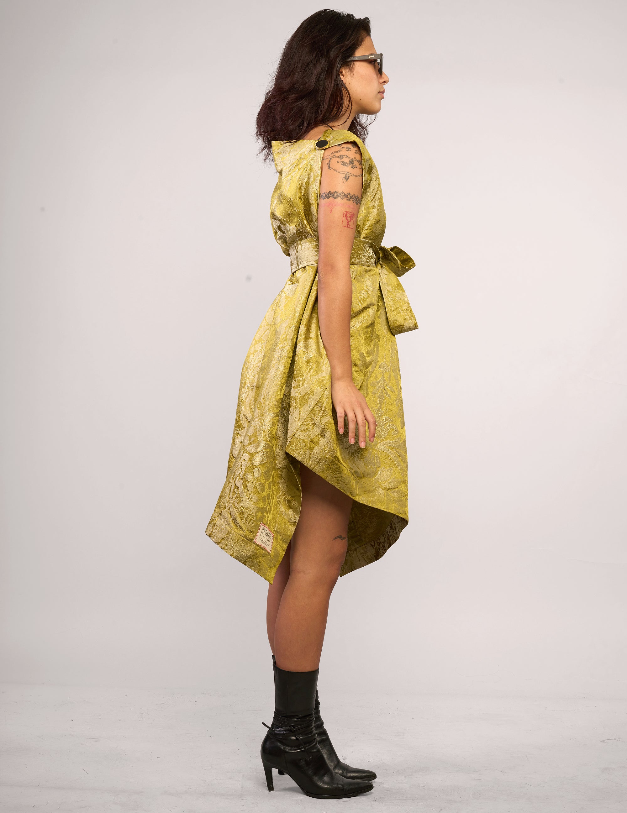 The Pirate Dress – Chartreuse Floral Jacquard