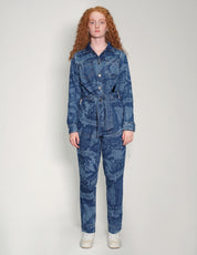 Women's Vintage Denim Jumpsuit with Laser Print | Stuart Trevor
