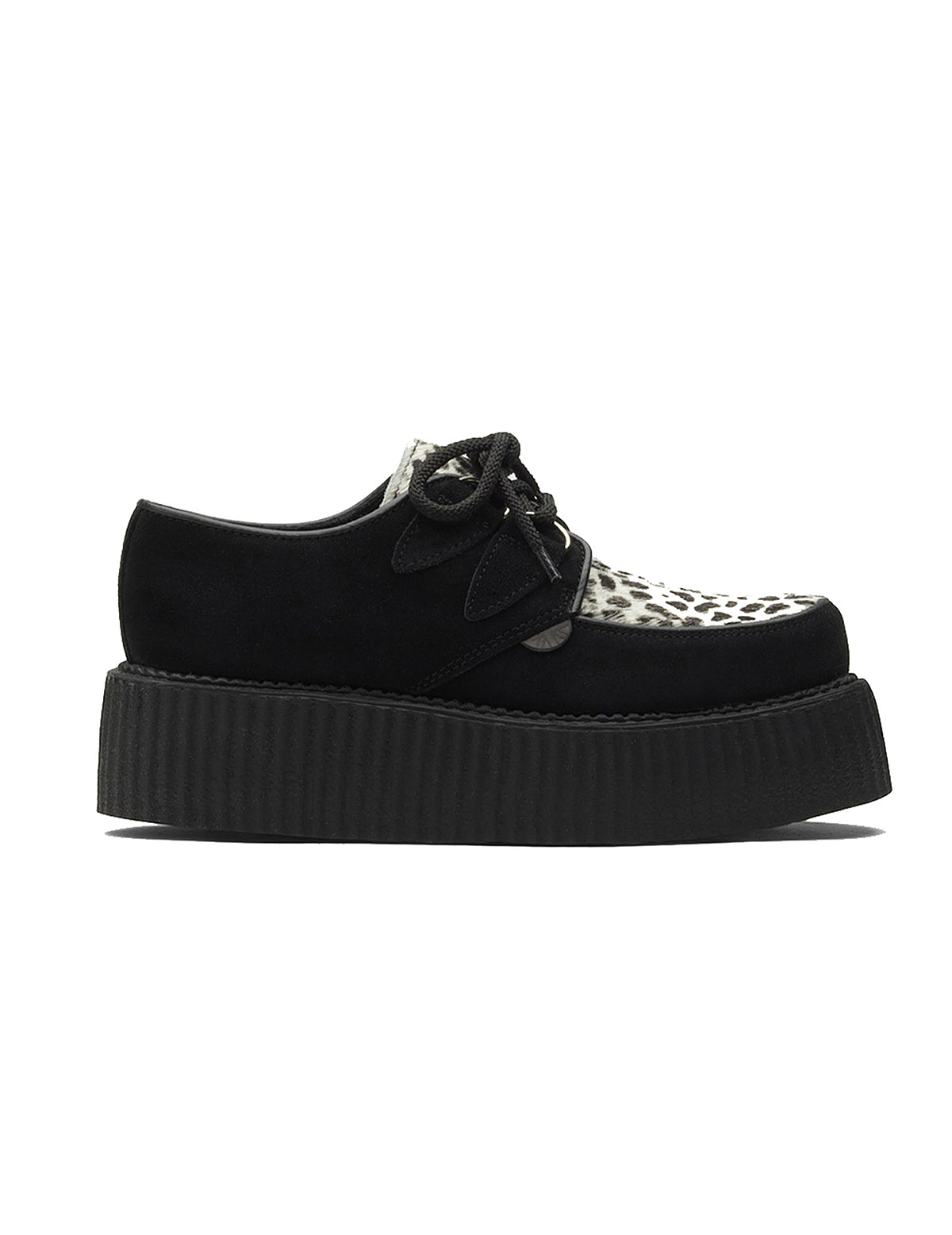 Underground Wulfrun Double Sole Creeper Shoes in Black Leopard Suede