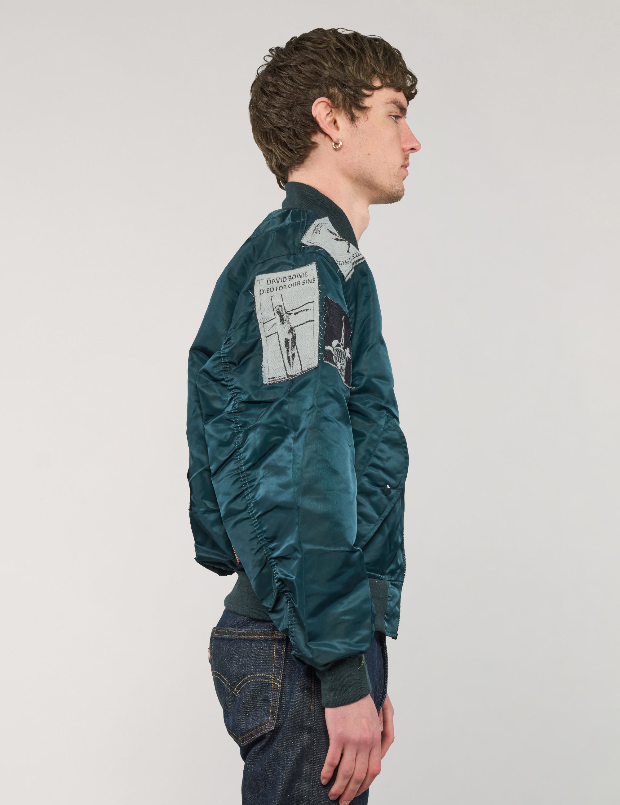 MA-1 Light Weight Patched Bomber Jacket in Navy