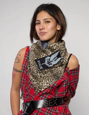 The Riot Patched Scarf in Leopard Print