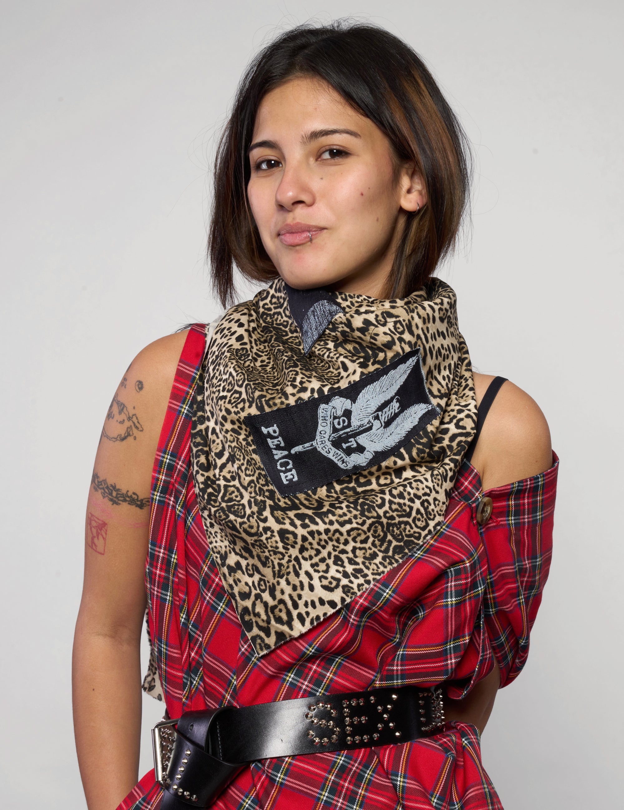The Riot Patched Scarf in Leopard Print