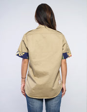 Tropical Patch Military Shirt in Sand