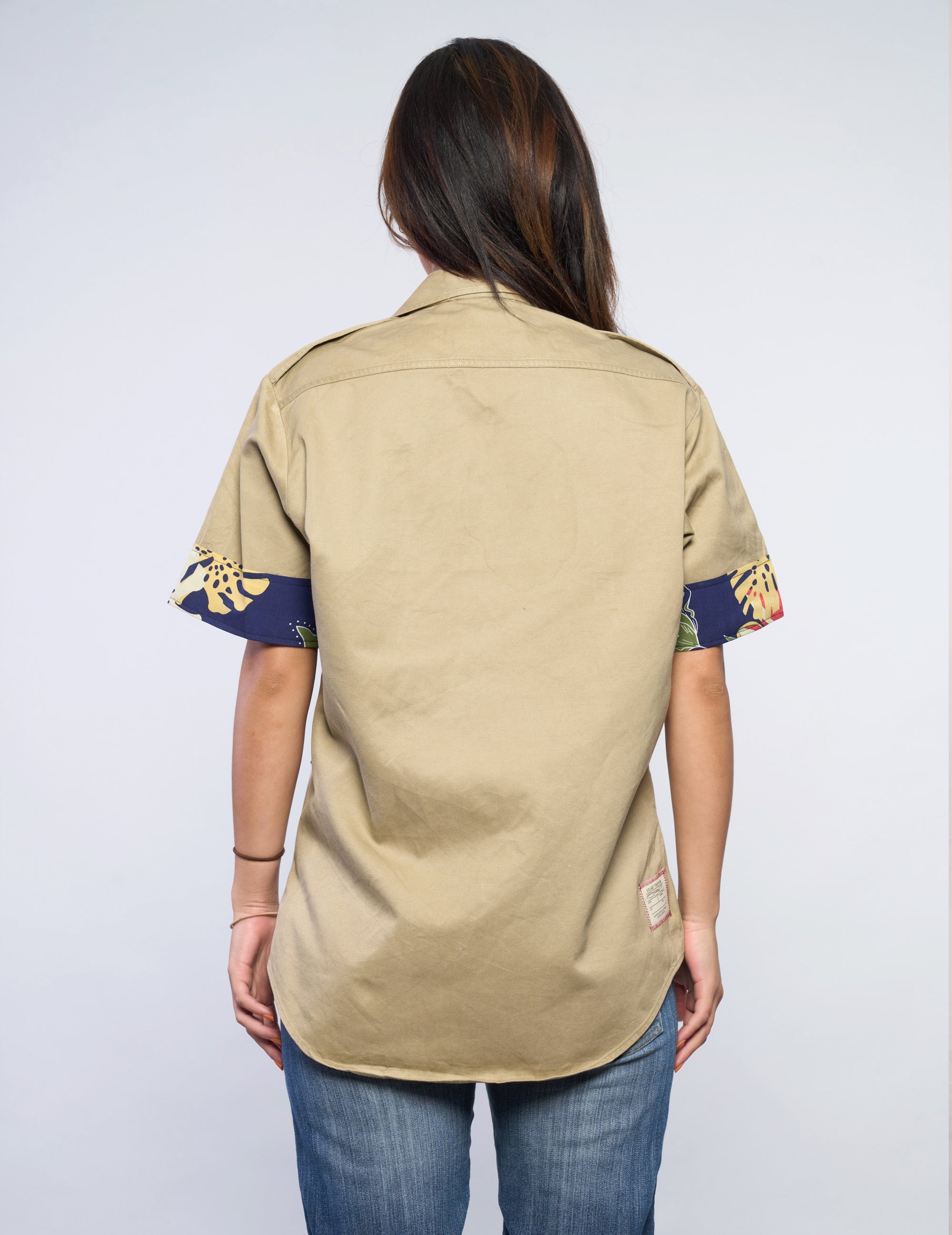 Tropical Patch Military Shirt in Sand