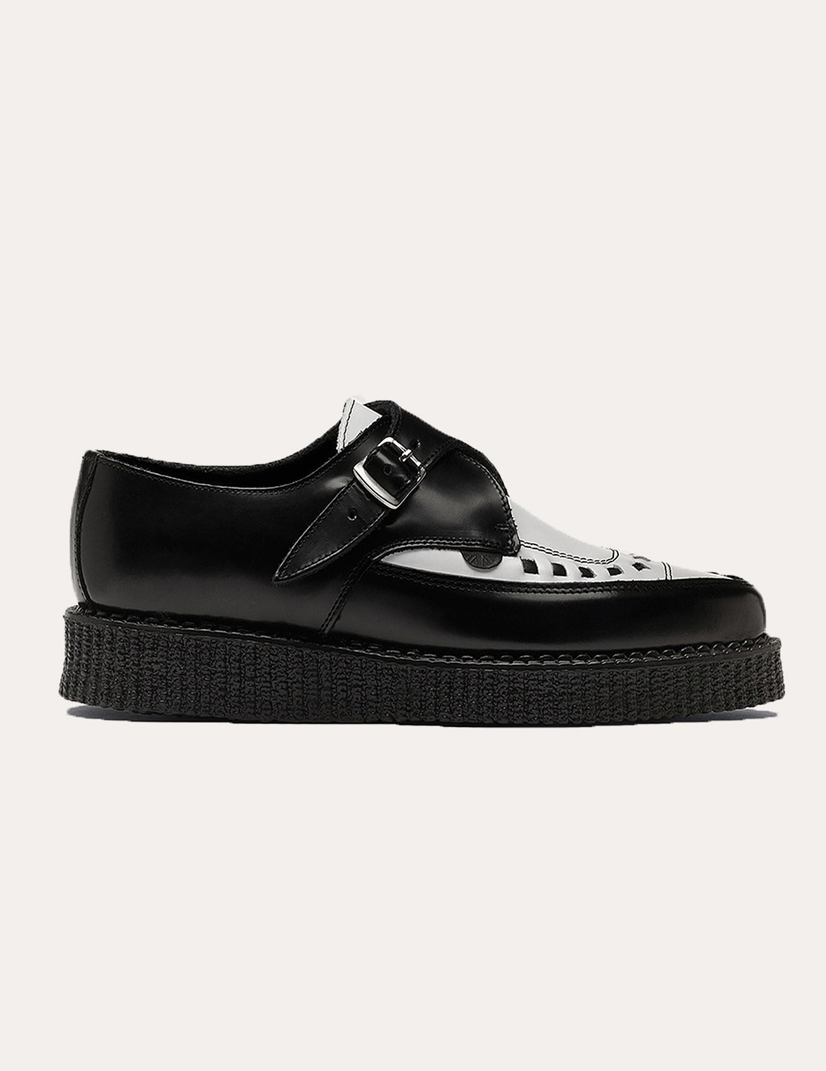 Underground Apollo Creeper Schuhe aus schwarzem und weißem Leder