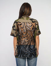 Party Back Short Sleeve Shirt - Black Sequin