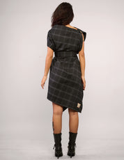 The Pirate Dress – Charcoal Windowpane Check