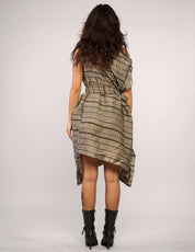 The Pirate Dress – Silver Metallic Stripe Tweed