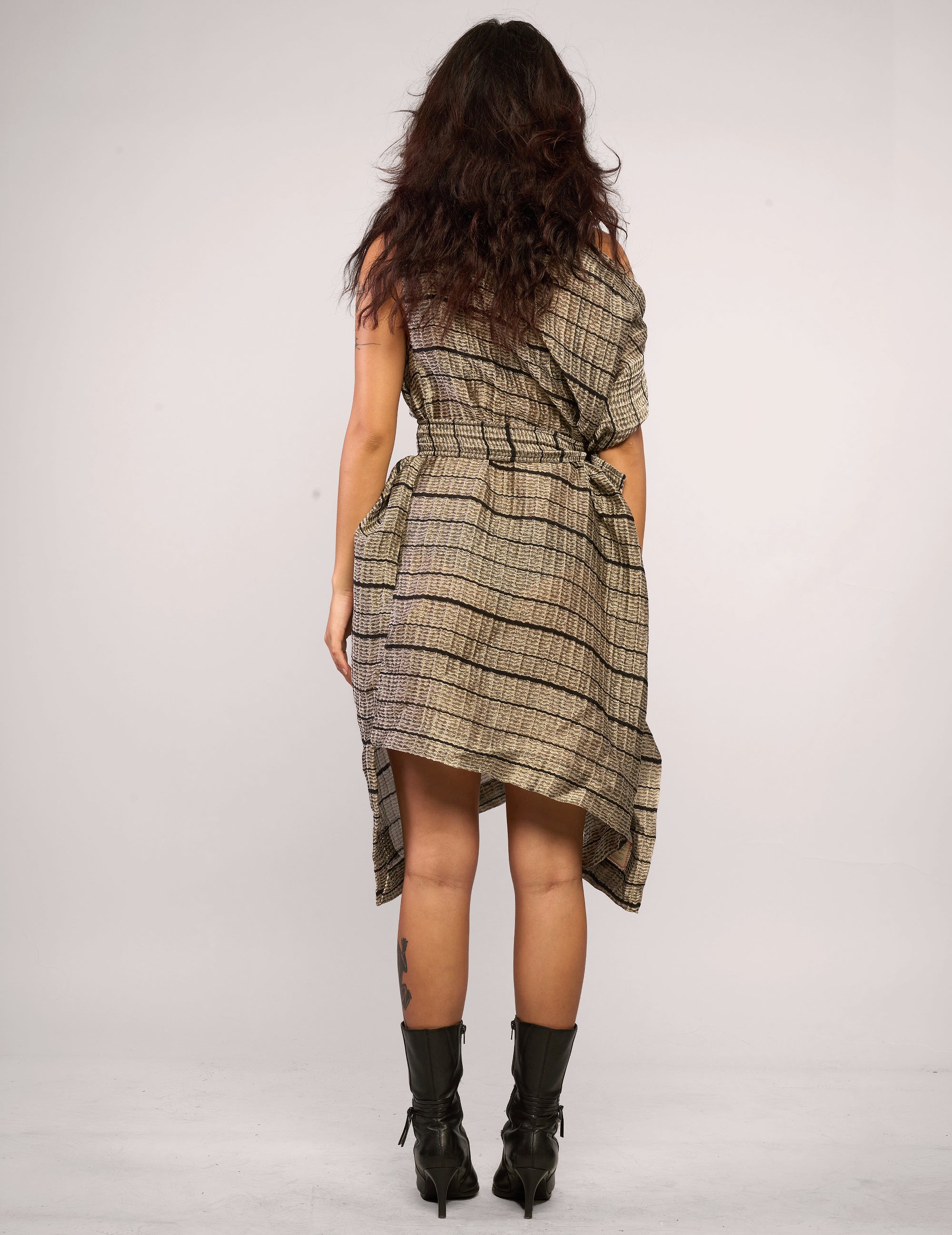 The Pirate Dress – Silver Metallic Stripe Tweed