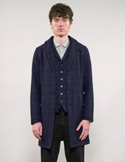 IMMORTAL Silverstone Frock Coat - Bouclé Windowpane Navy Check