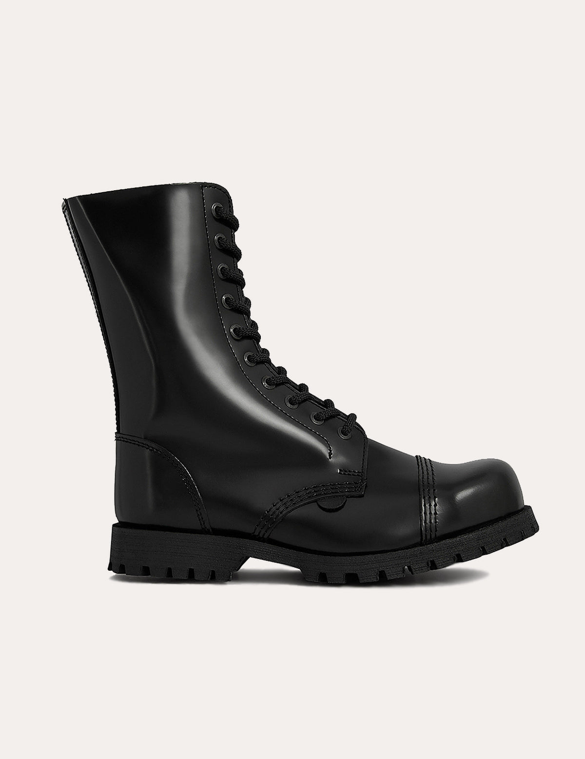 Underground Commando Stahlkappenstiefel aus schwarzem Leder