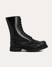 Underground Commando Stahlkappenstiefel aus schwarzem Leder