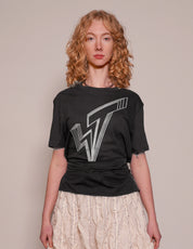 ST Silver Logo Tie-Tee in Black with Black Tie