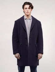 Nigel Hall Single Breasted Overcoat in Navy