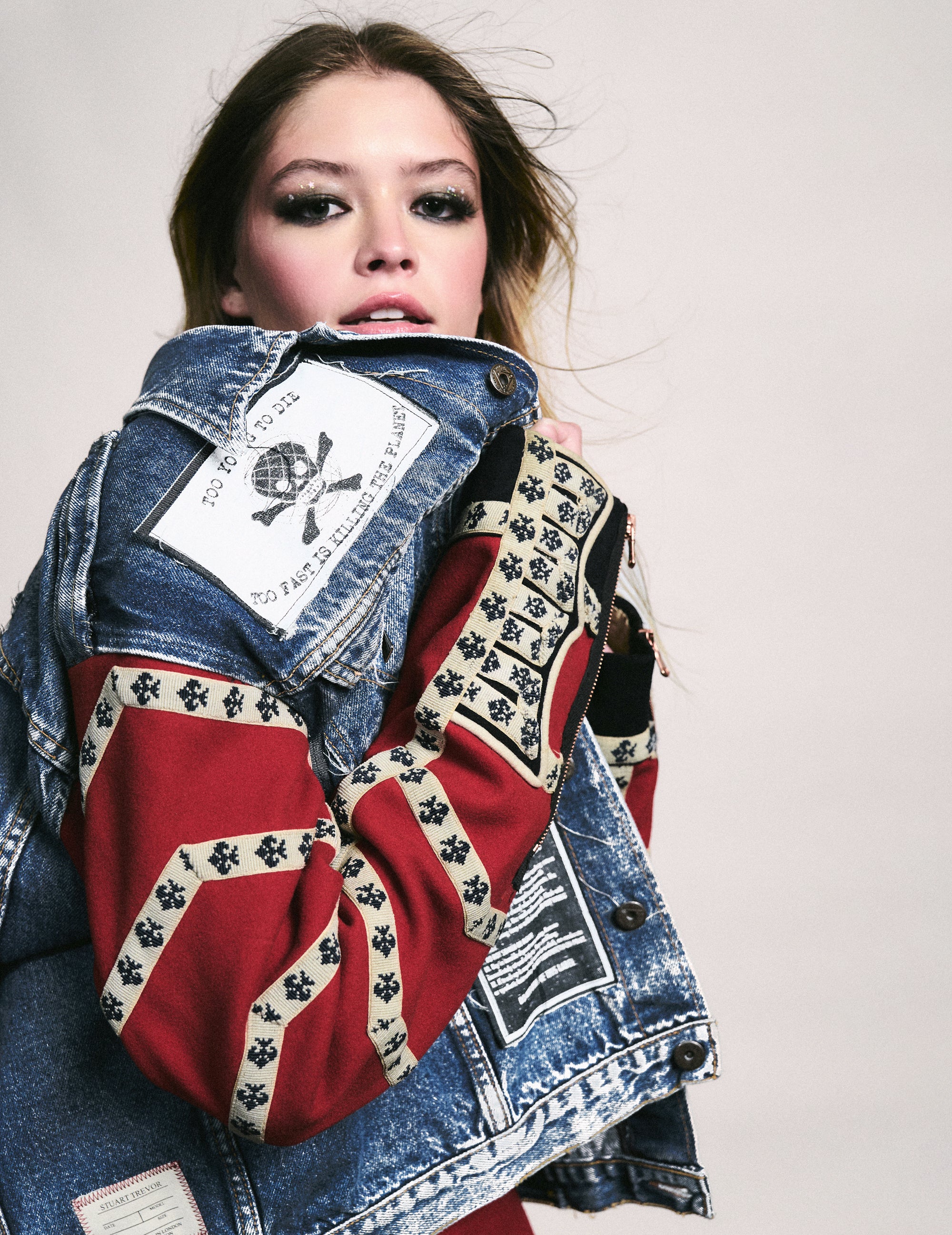 Denim Jacket with Welsh Guards Sleeves