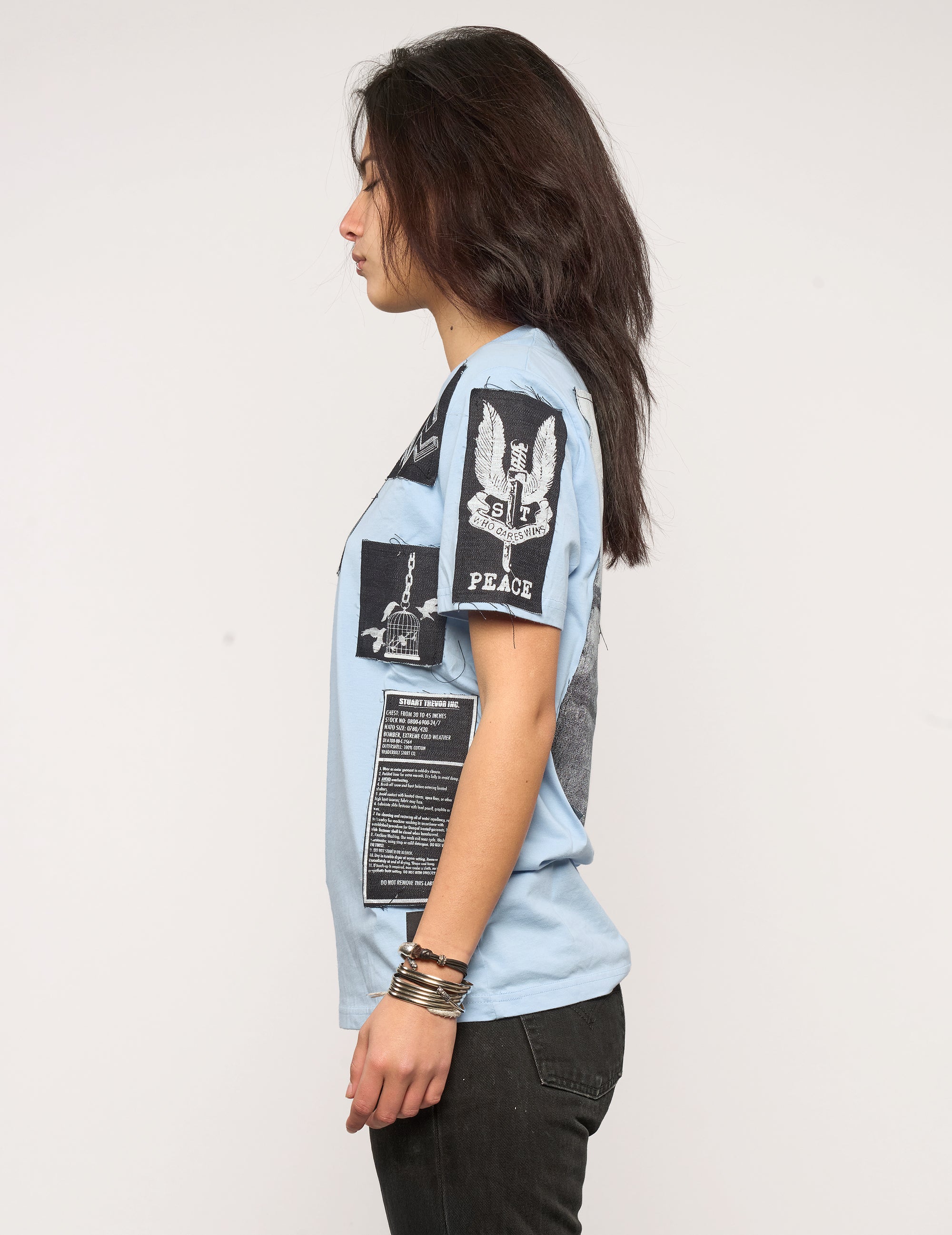 'Saint' Multipatch T-Shirt in Blue