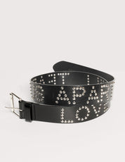 Black Leather Studded Belt with 'Love Will Tear Us Apart' Joy Division | Stuart Trevor