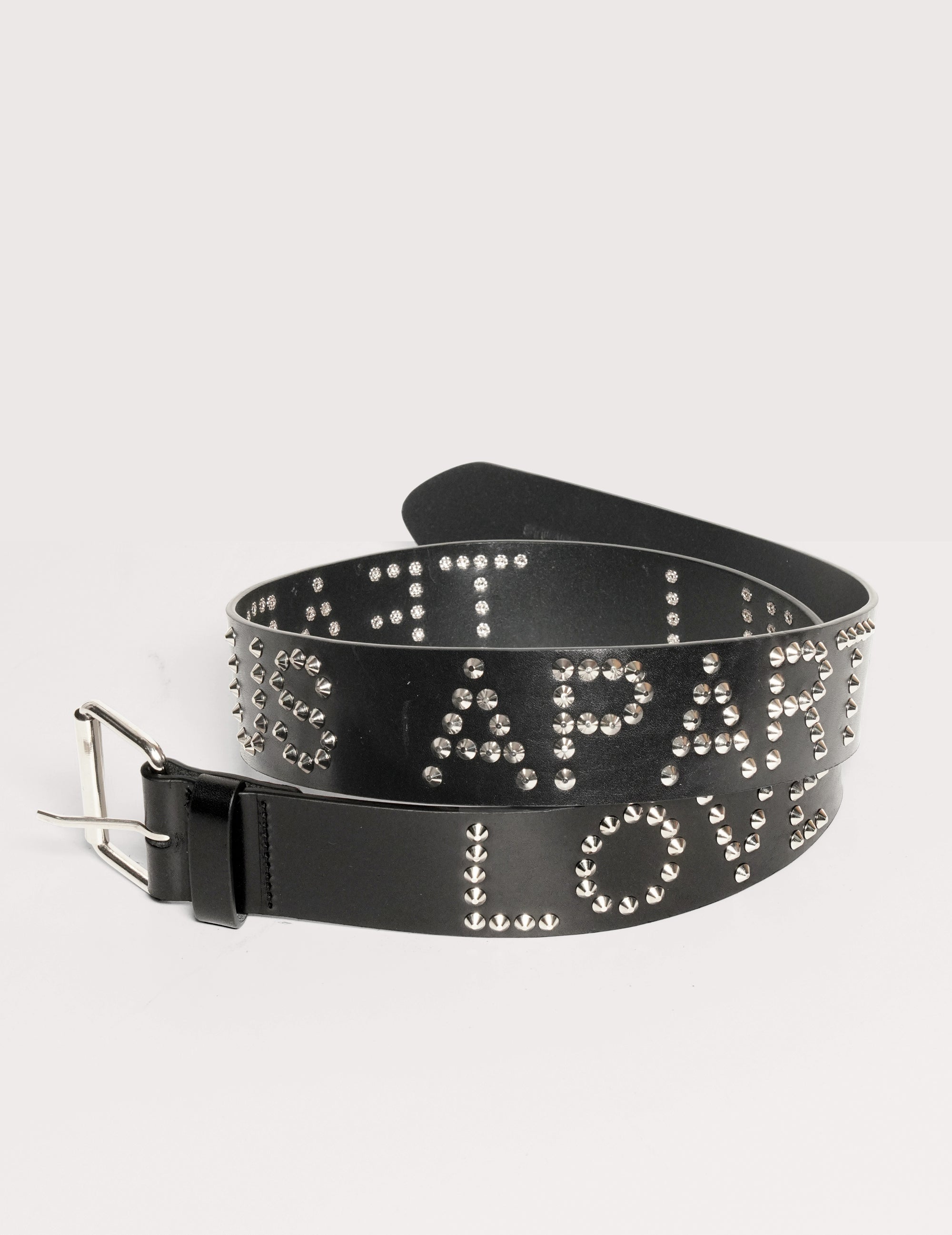 Black Leather Studded Belt with 'Love Will Tear Us Apart' Joy Division | Stuart Trevor