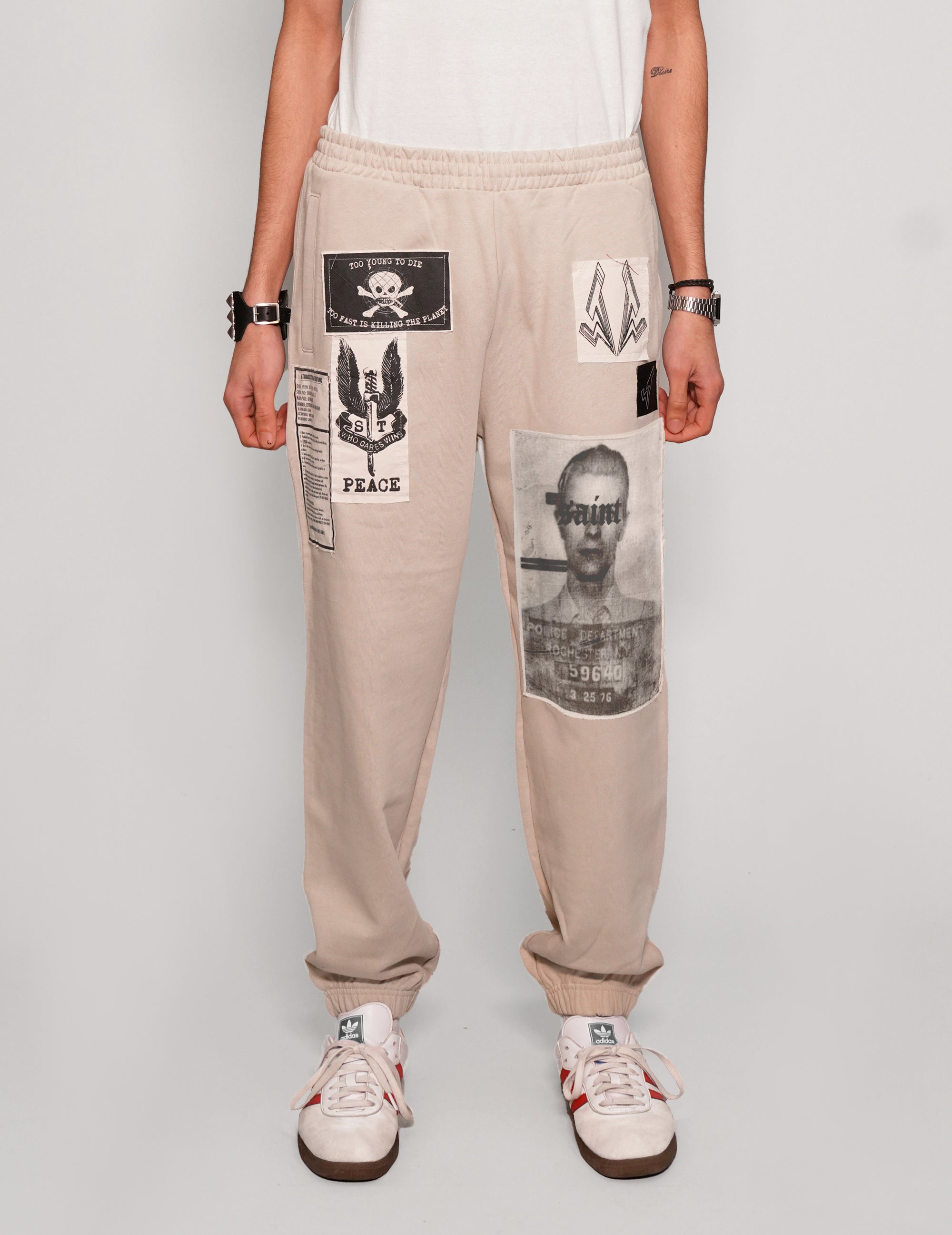 Patch Jogger Pants Ecru