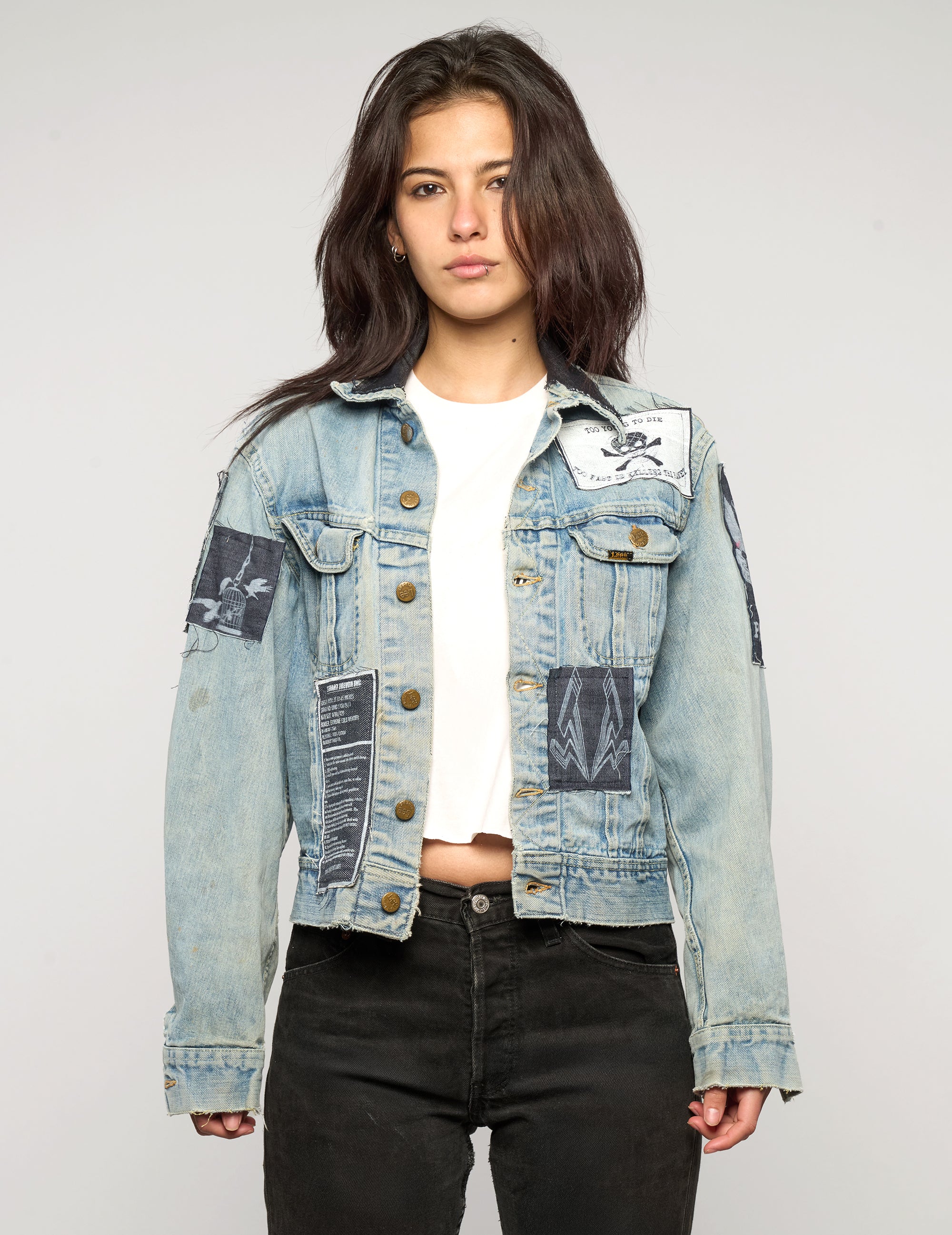 Vintage Patched Party Back Denim Jacket