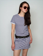 Vintage Naval Breton T-Shirt Dress in Blue Stripe