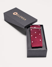 Elensa Silk Tie - Burgundy Dot