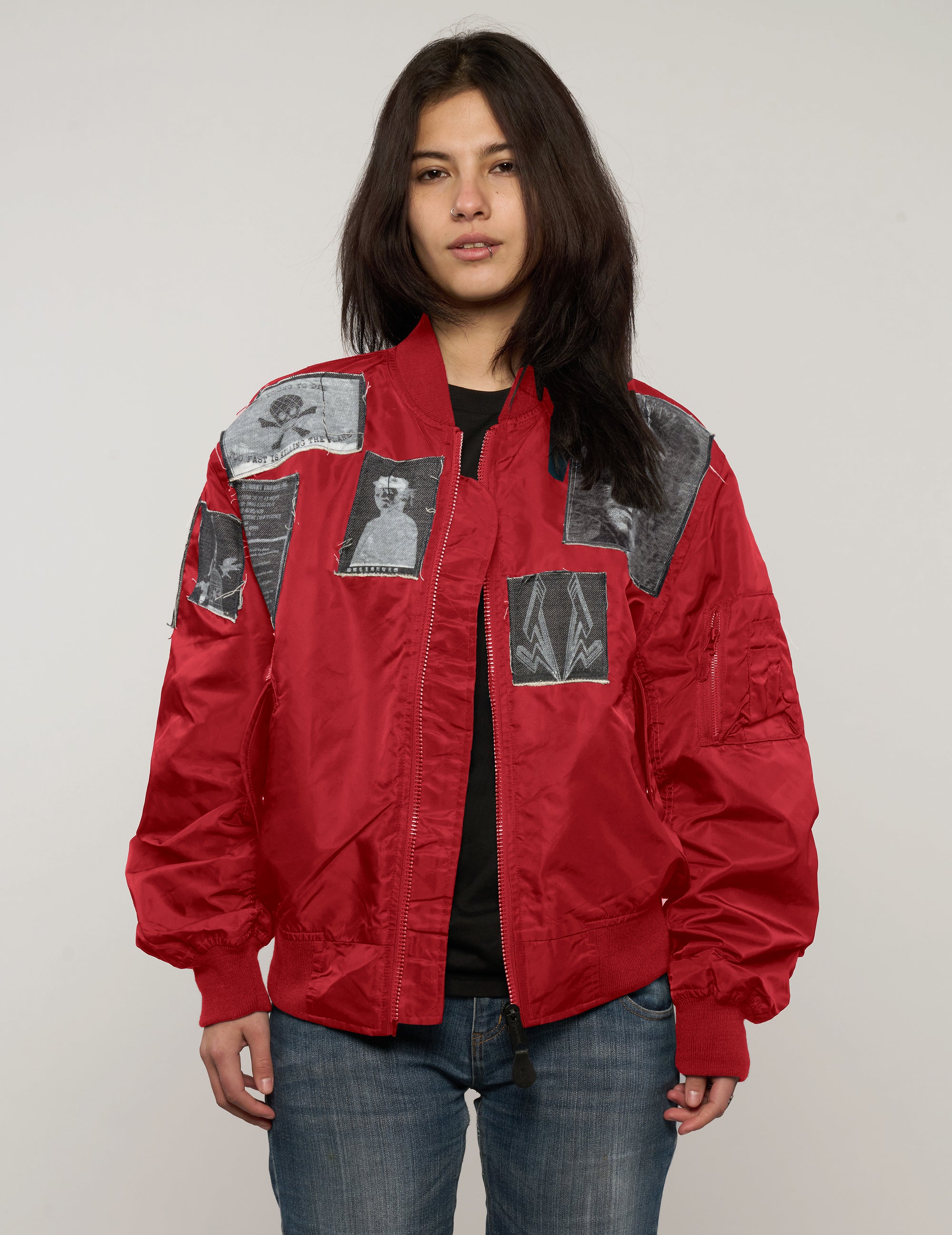 Blouson aviateur léger MA-1 avec écussons, couleur marine