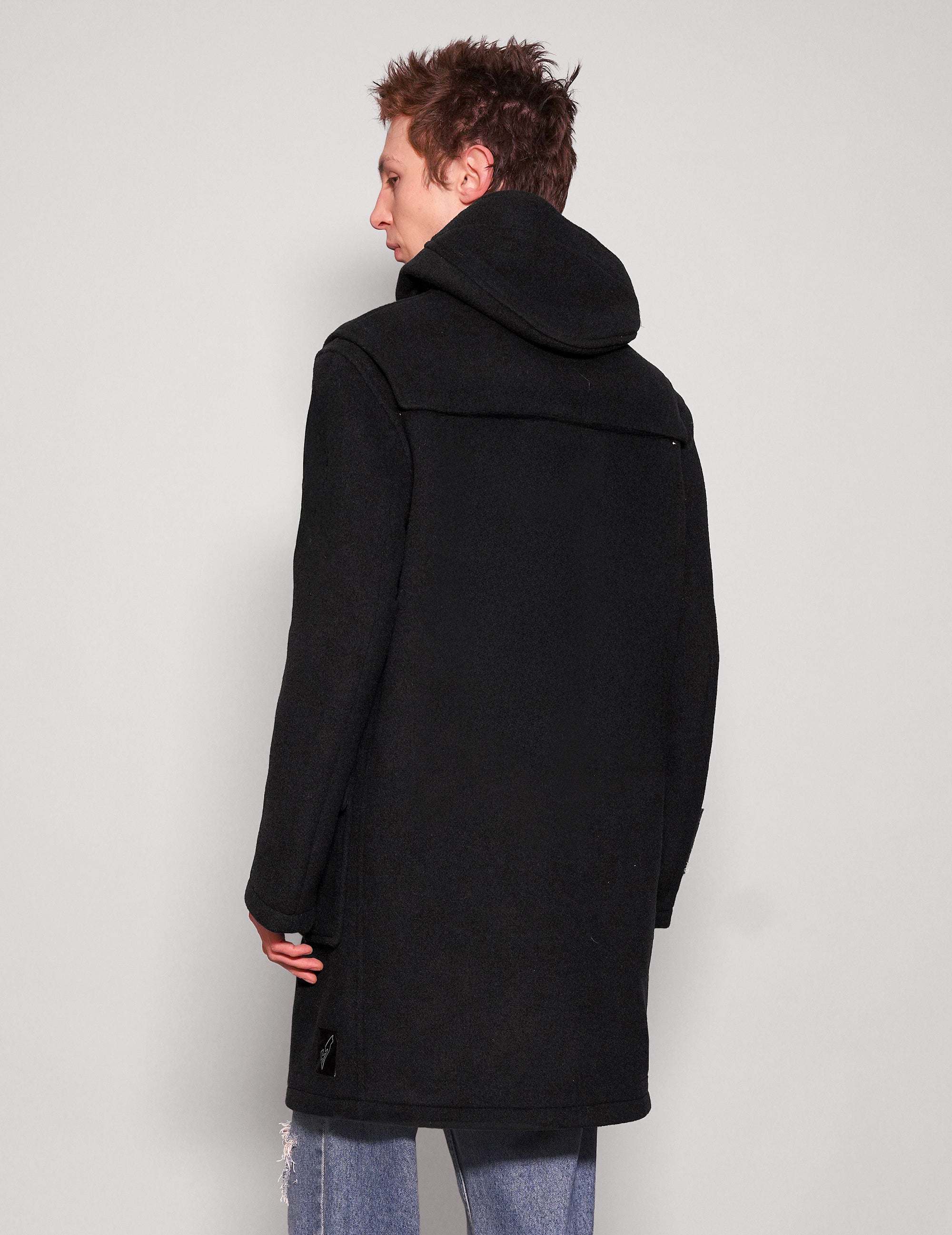 Men's Vintage Black Wool Duffle Coat | Stuart Trevor