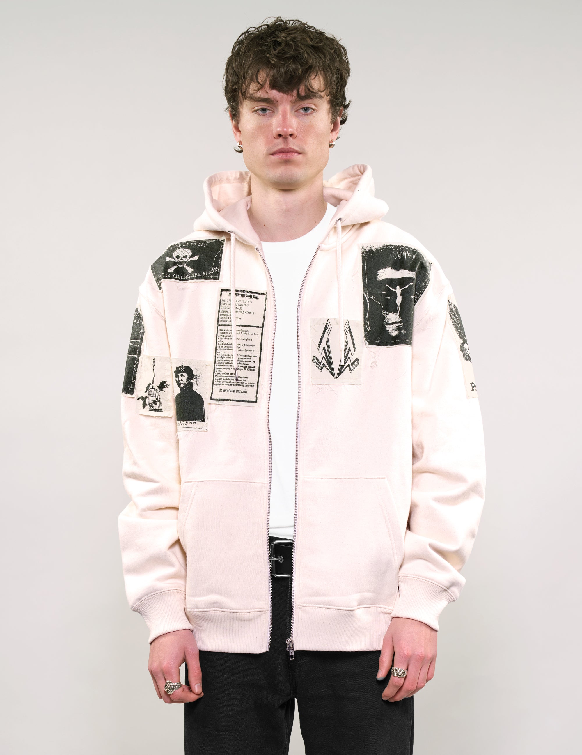 ST Multipatch Zip Hoodie in Ecru