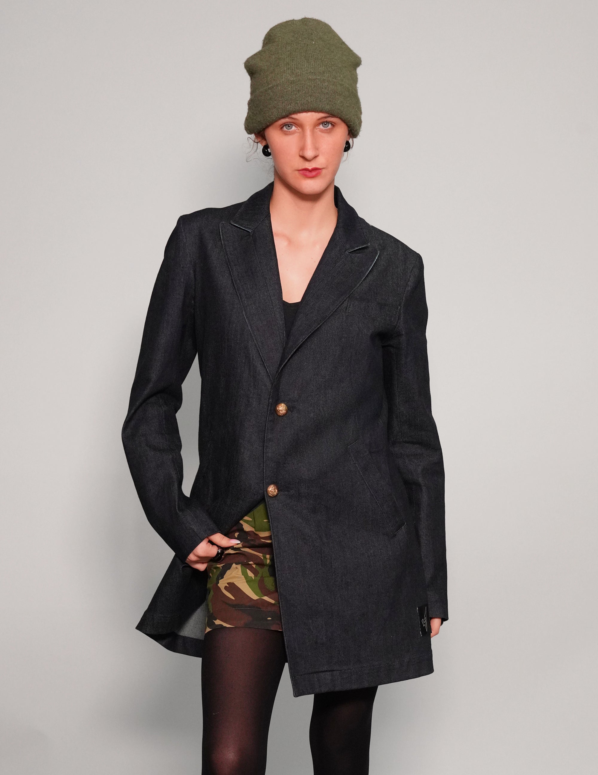 Women's Vintage Denim Frock Coat Blazer | Stuart Trevor