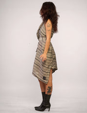 The Pirate Dress – Silver Metallic Stripe Tweed