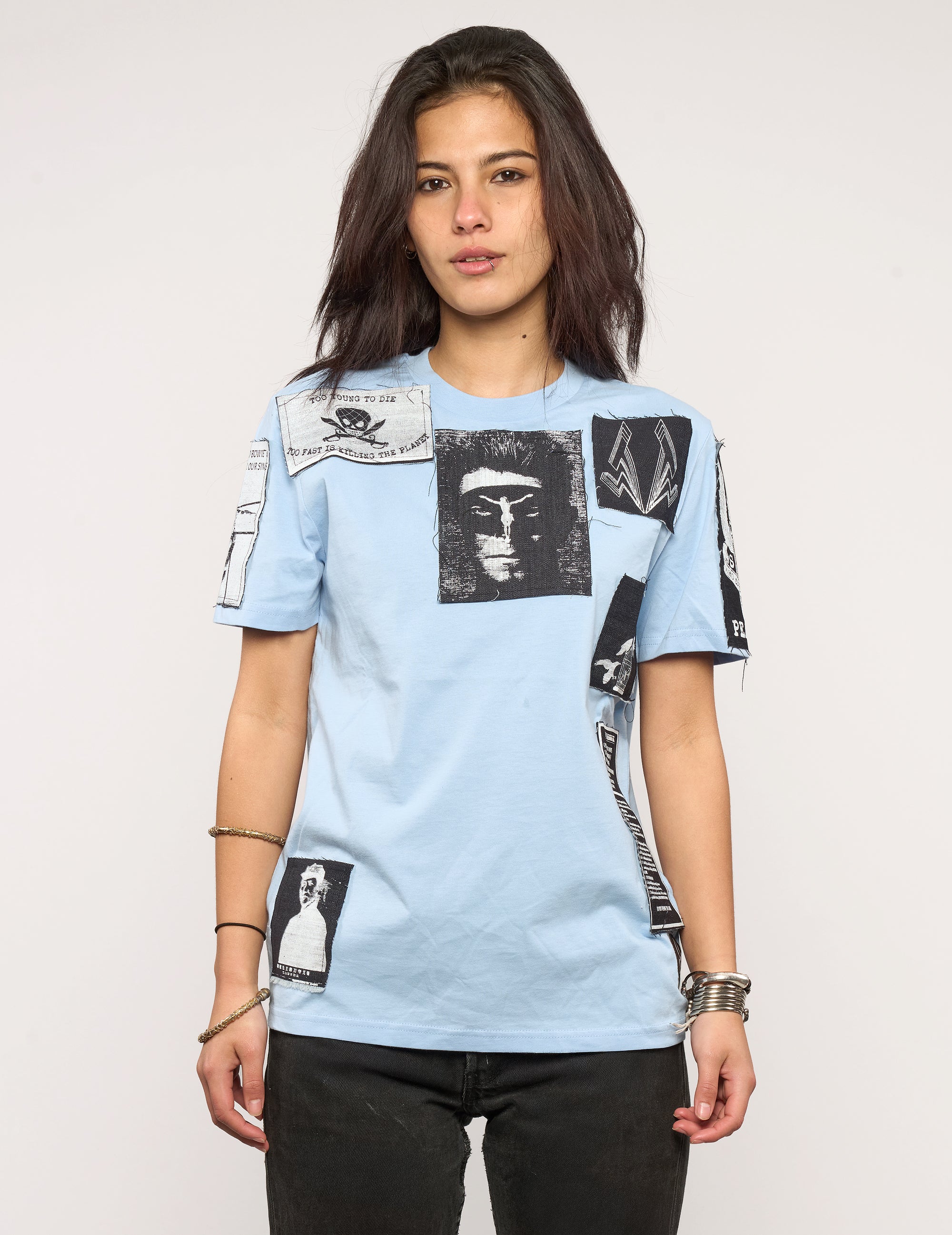 'Saint' Multipatch T-Shirt in Blue