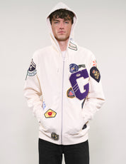 LIMITED EDITION Patched Zip Hoodie in Ecru